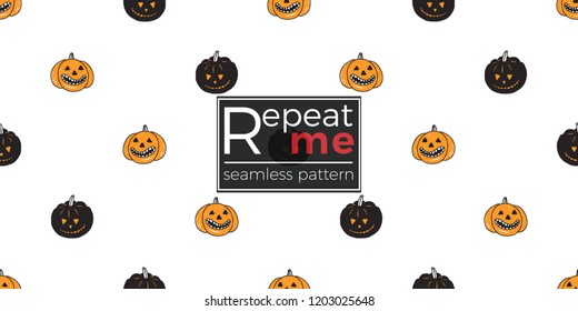 Halloween seamless pattern with orange pumpkin and black pumpkin. Cute vector background for decoration halloween cadrs, package paper, flyer. 