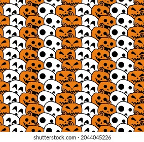 Halloween seamless pattern orange-black background. design for pillow, print, fashion, clothing, fabric, gift wrap. vector.