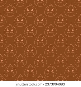 Halloween seamless pattern with outline pumpkins. Wrapping paper. Pattern for kids fabric, textile, posters, postcards background