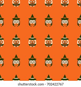 Halloween seamless pattern with owls
