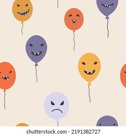 Halloween seamless pattern, party background with balloons, great for wallpaper, textile, banners, packaging.