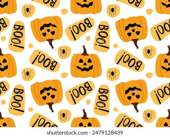 Halloween seamless pattern with Halloween pumpkin.