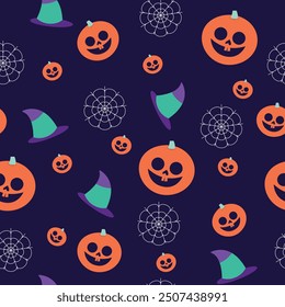 Halloween seamless pattern with pumpkin.