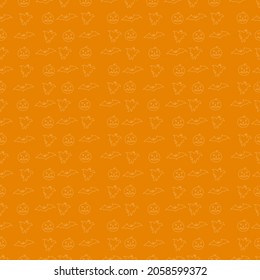 Halloween seamless pattern with pumpkin, ghost, and bat