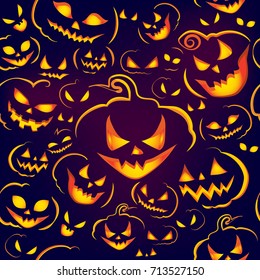 Halloween seamless pattern with pumpkin ghost. Vector illustration in trendy flat design style.For decoration, fabric, textile, wrapping paper and other decoration design.