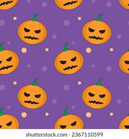 halloween seamless pattern with pumpkin lanterns