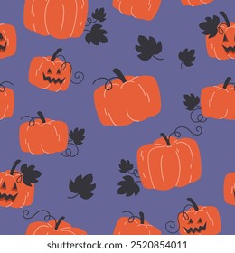 Halloween seamless pattern of pumpkin lanterns