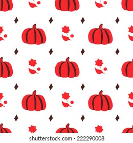 Halloween seamless pattern with pumpkin. October background in vector.