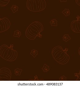 Halloween seamless pattern with pumpkin on a dark background. Vector
