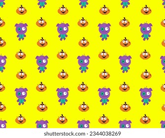 Halloween. Seamless pattern with pumpkin. Packaging design, textiles.