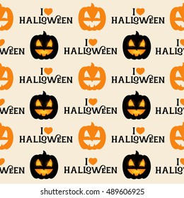 Halloween Seamless Pattern with Pumpkin for Party Decorations, Wallpapers, Fabrics and Packaging