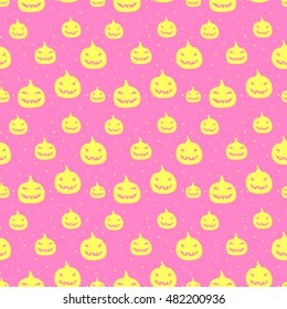 Halloween seamless pattern with pumpkin. Perfect for wrapping paper, textile, backgrounds and much more. Vector illustration. 