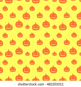 Halloween seamless pattern with pumpkin. Perfect for wrapping paper, textile, backgrounds and much more. Vector illustration. 