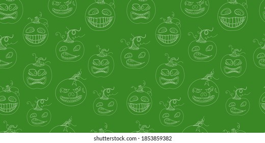 Halloween seamless pattern. pumpkin is scary and cute. Vector illustration.