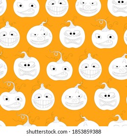 Halloween seamless pattern. pumpkin is scary and cute. Vector illustration