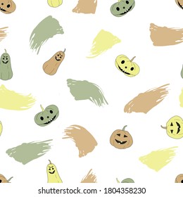 Halloween Seamless Pattern with Pumpkins