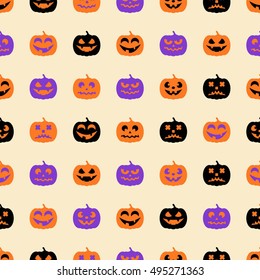 Halloween seamless pattern with pumpkins