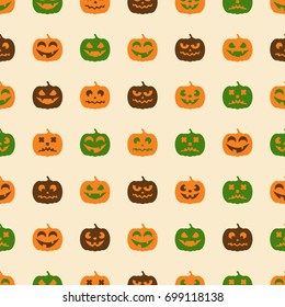 Halloween seamless pattern with pumpkins