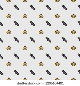 Halloween Seamless Pattern Pumpkins and Bats