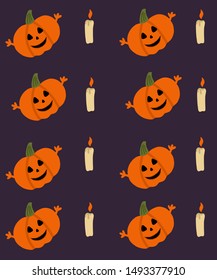 Halloween seamless pattern with pumpkins and candles.Suitable for Halloween decor and wrapping paper.