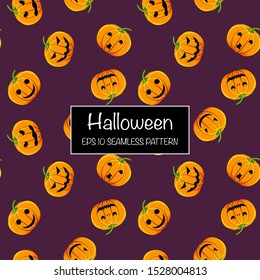 Halloween seamless pattern with pumpkins. Cartoon style. Vector illustration.