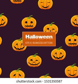 Halloween seamless pattern with pumpkins. Cartoon style. Vector illustration.