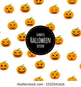 Halloween seamless pattern with pumpkins. Cartoon style. Vector illustration.