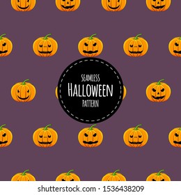 Halloween seamless pattern with pumpkins. Cartoon style. Vector illustration.