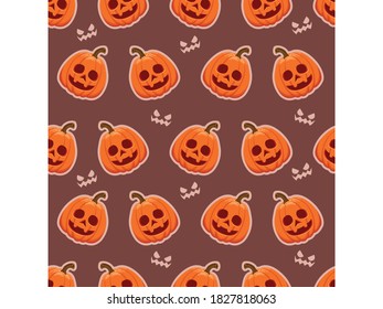 Halloween seamless pattern pumpkins. Cartoon characters halloween illustration. Vector pattern for paper background vector