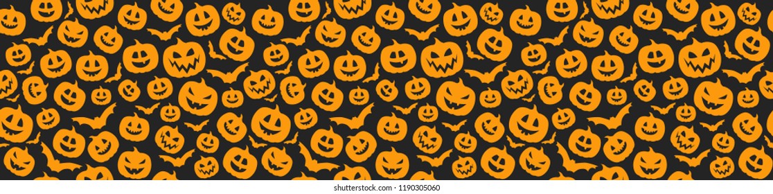 Halloween seamless pattern with pumpkins. Vector.