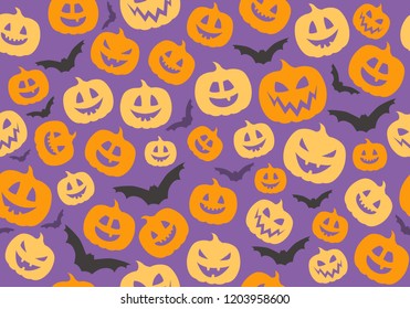 Halloween seamless pattern with pumpkins. Vector.