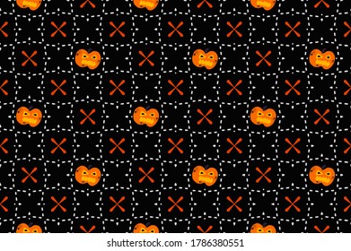 halloween seamless pattern, pumpkins wallpaper, holiday background, vector illustration