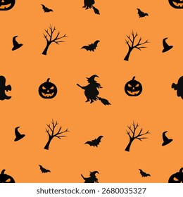 Halloween seamless pattern. Purple Halloween seamless pattern
