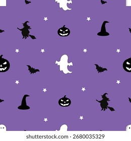 Halloween seamless pattern. Purple Halloween seamless pattern