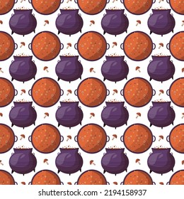 Halloween seamless pattern in purple tones. High quality image and white background.