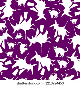 Halloween Seamless Pattern Purple White