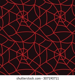 Halloween seamless pattern with red spider web