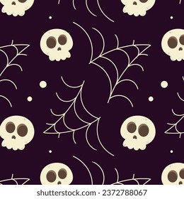 Halloween seamless pattern. Scary background for halloween holiday. Vector illustration in flat cartoon style. Perfect for fabric, package paper, wallpaper, greeting cards