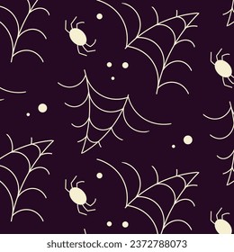 Halloween seamless pattern. Scary background for halloween holiday. Vector illustration in flat cartoon style. Perfect for fabric, package paper, wallpaper, greeting cards