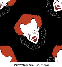 Halloween seamless pattern with scary clowns.Autumn vector background.Textile texture
