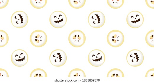 Halloween seamless pattern. scary and cute faces. Vector illustration.