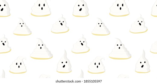 Halloween seamless pattern. scary and cute faces. Vector illustration.