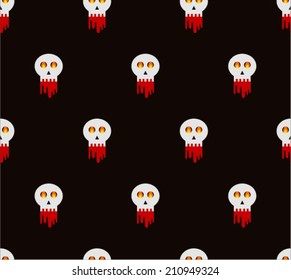 Halloween seamless pattern, scull with blood design element, vector illustration