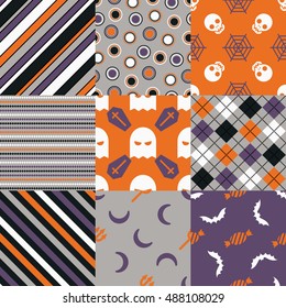 halloween seamless pattern set