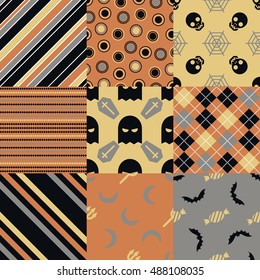 halloween seamless pattern set