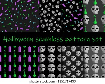 Halloween seamless pattern set. Nice and beautiful vector graphic illustration