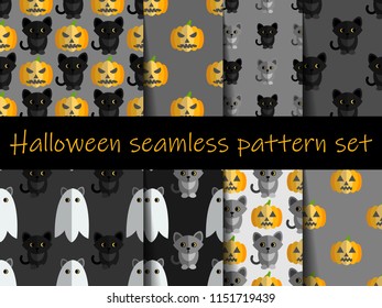 Halloween seamless pattern set. Nice and beautiful vector graphic illustration
