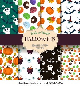 Halloween seamless pattern set. Scary wallpaper horror design halloween seamless pattern spooky. Holiday october scary halloween seamless pattern fear texture. Halloween pattern. Halloween pattern