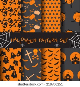 Halloween seamless pattern set,Endless texture can be used for wallpaper, pattern fills, web page,background,surface 