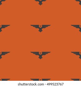 Halloween seamless pattern, silhouette owls bird autumn holiday symbol orange background